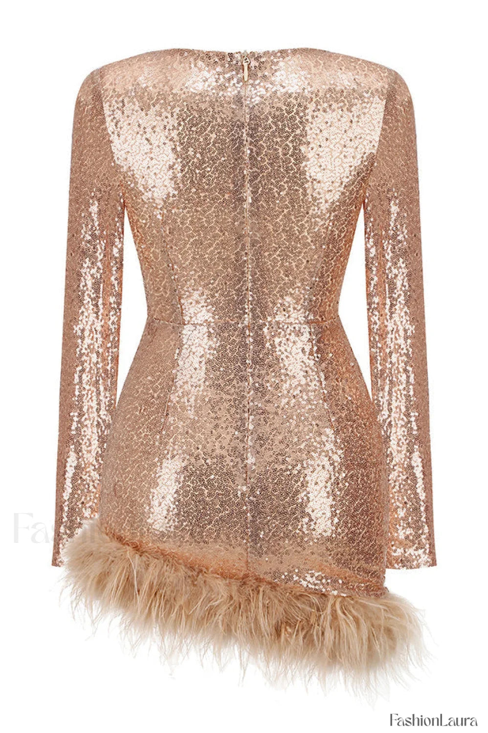 Daria Sequin Stylish Feather Mini Dress