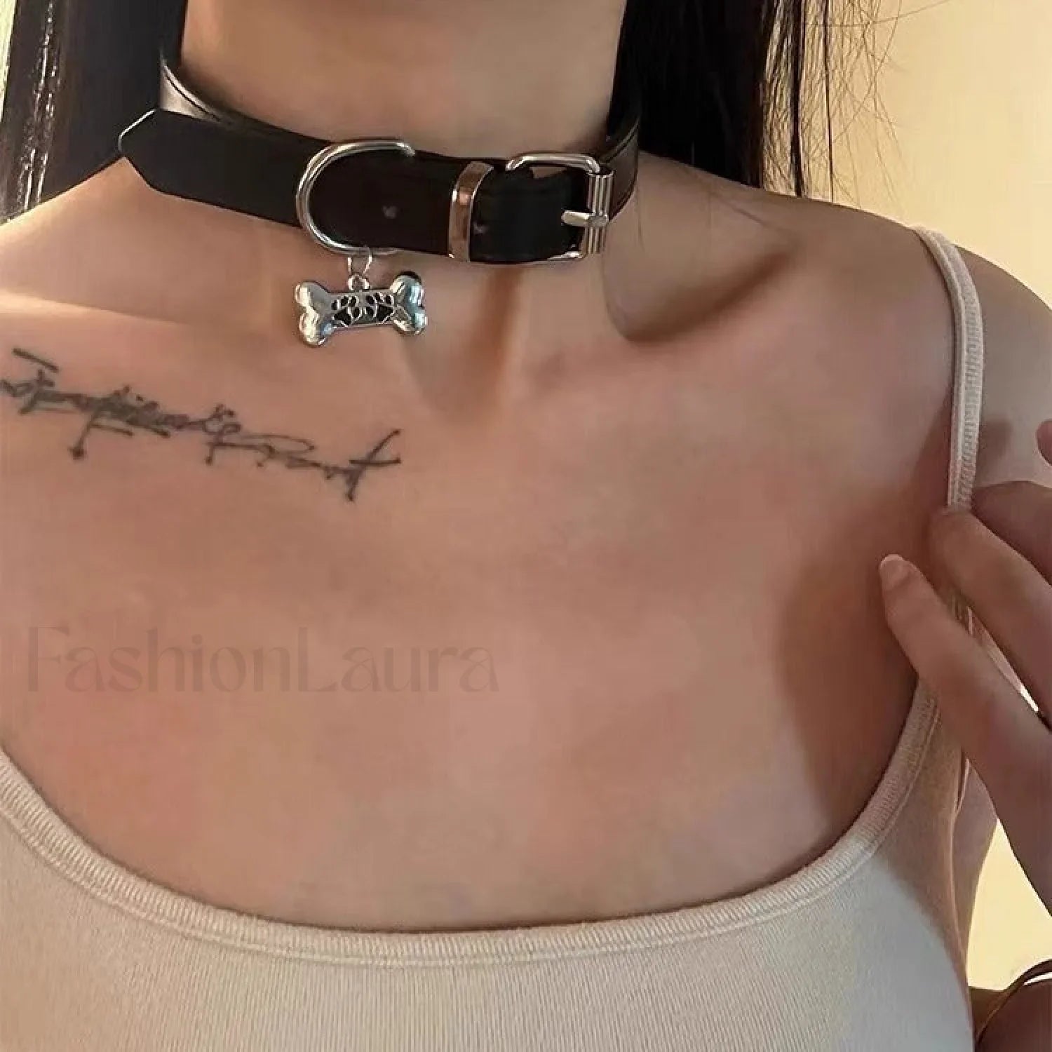 Dark Aesthetic Sexy Dog Bone Necklace BLACK