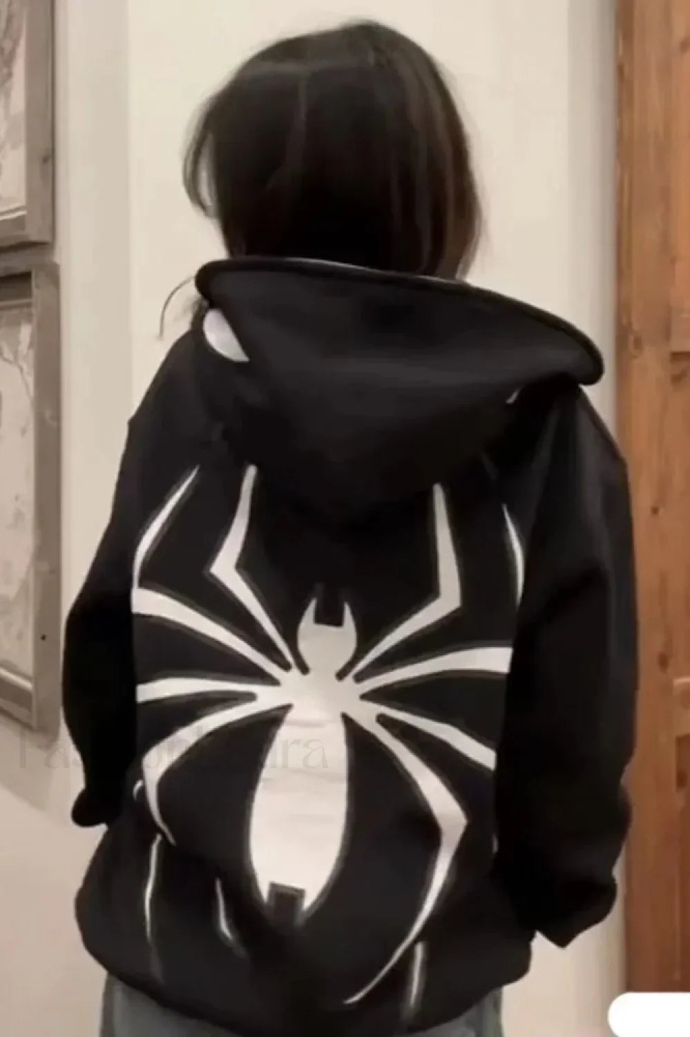 Dark Gothic Spider Print Zipper Hoodie Black / M