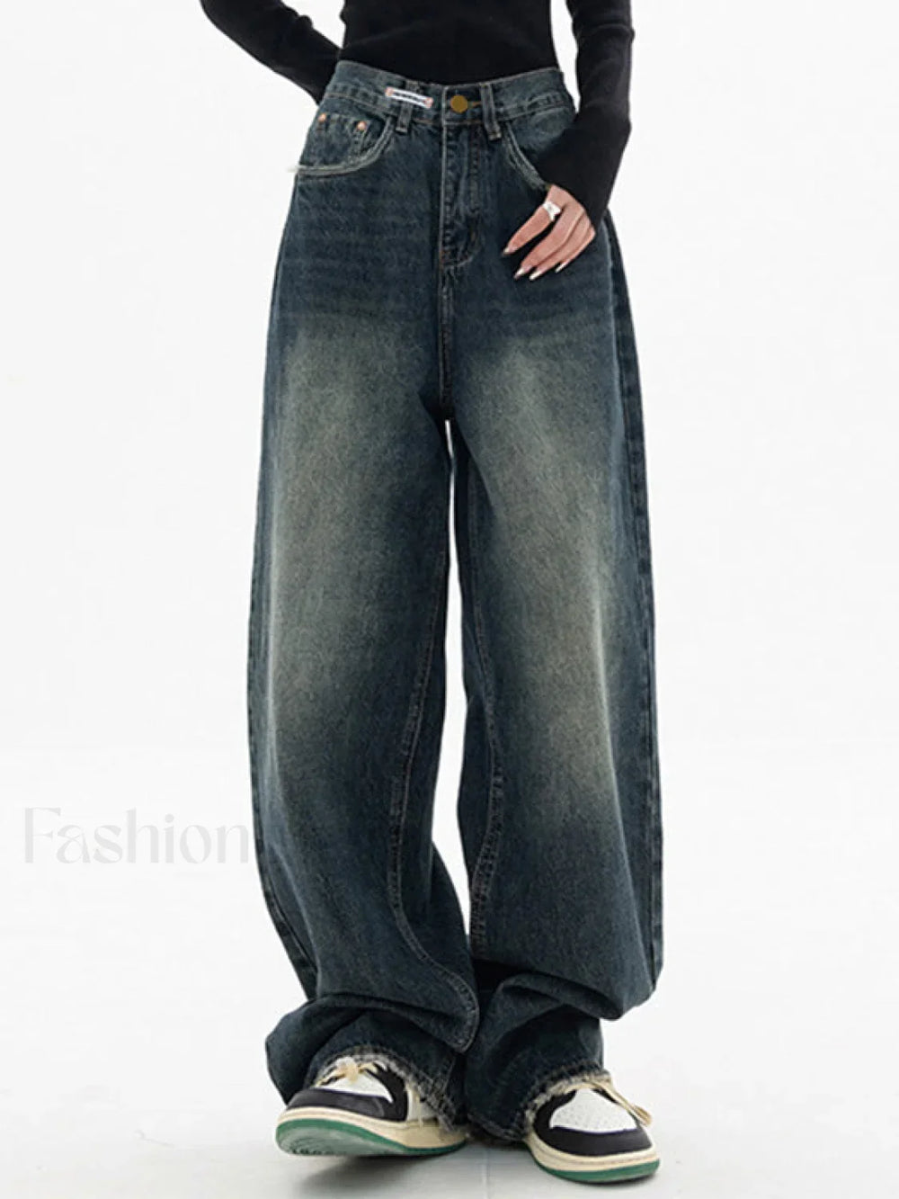 Dark Wash Vintage Baggy Boyfriend Jeans Boyfriend Jeans