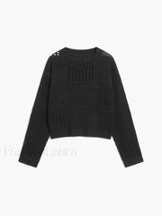 Days Like This Trendy Eyelet Knit Top Black / S Sweaters L