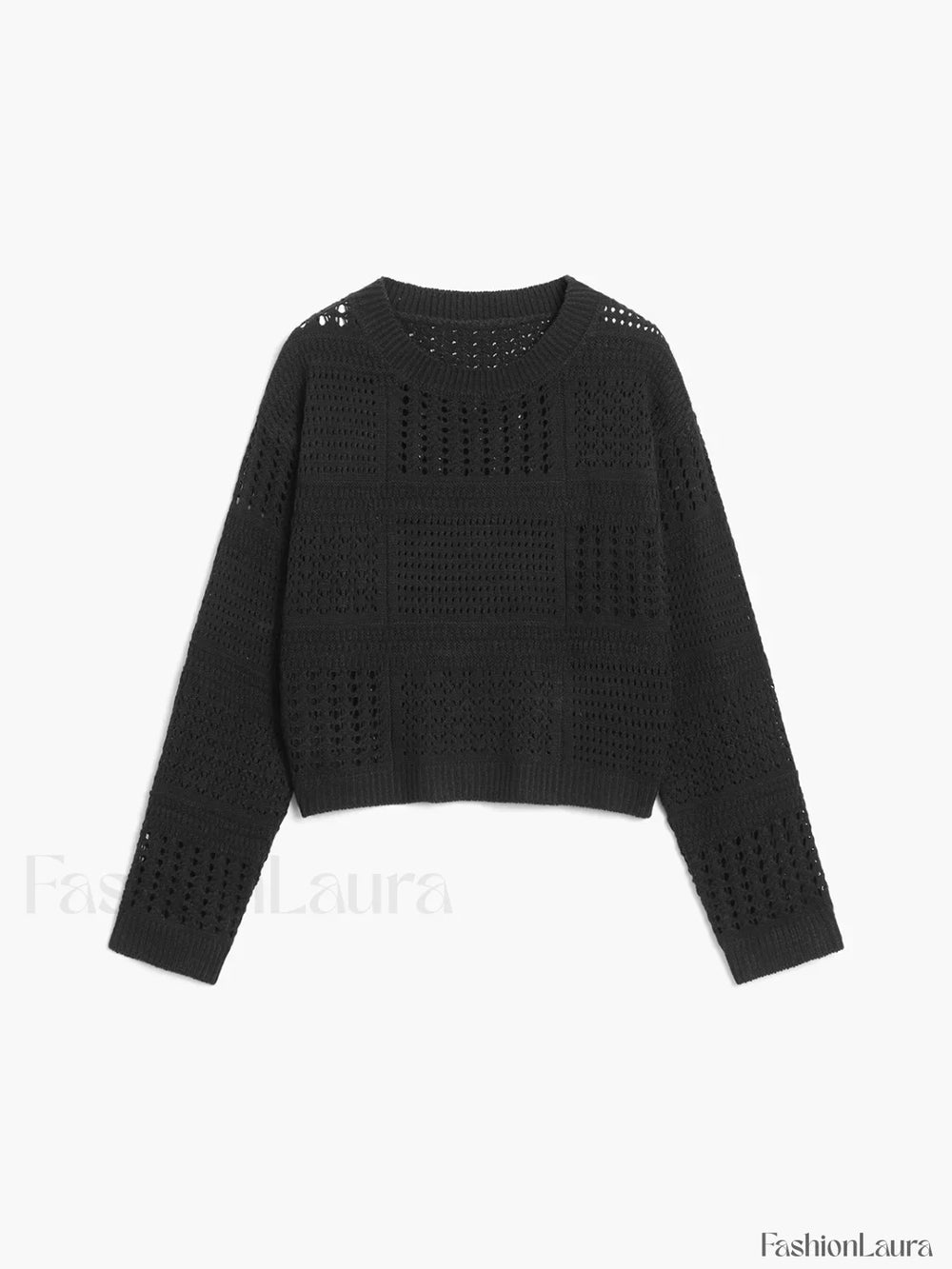 Days Like This Trendy Eyelet Knit Top Black / S Sweaters L