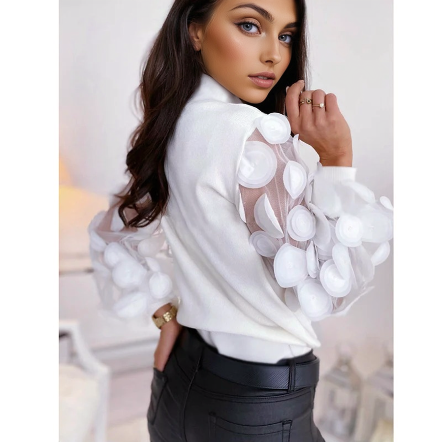 Julia Fashion - Women Long Sleeve Mesh Sexy T-shirts