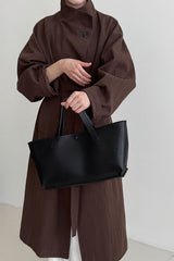 Oversized One Button Stand Collar Overcoat