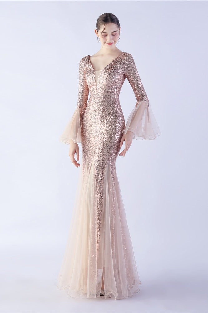 Sequin Ruffled Mesh Party Dress