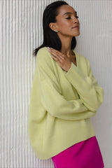 V Neck Long Sleeve Relaxed Sweater