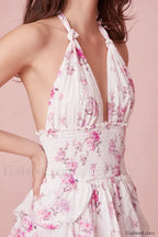 Deanna Floral Stylish Halter Dress