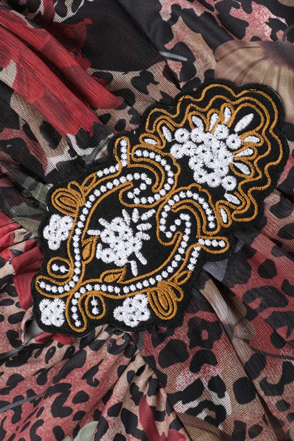 Deep V Hollow Strap Sexy Leopard Print Pure Desire Floral Dress