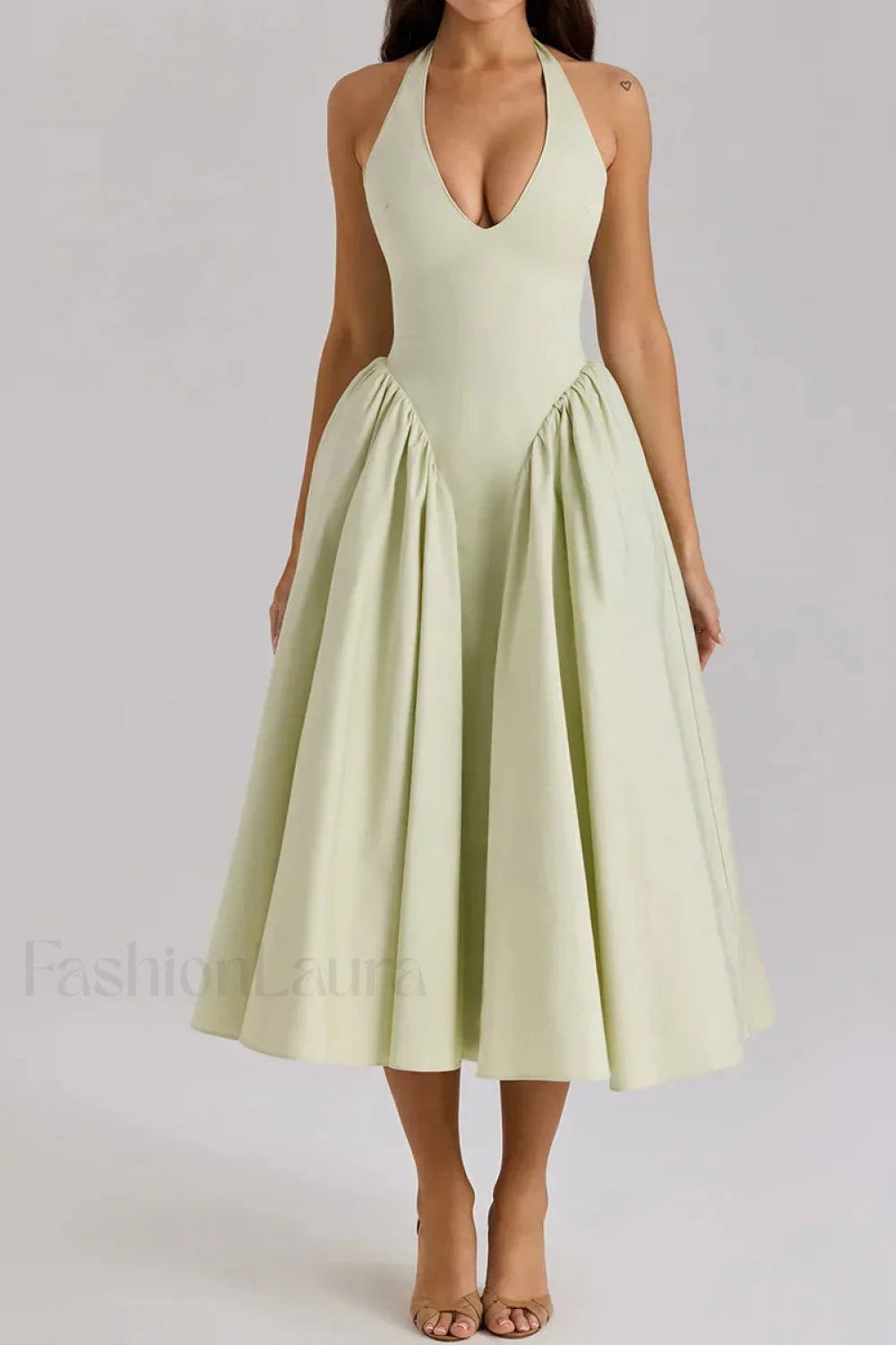 Deep V Neck Backless Pure Desire White Slim Fit Maxi Dress