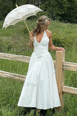 Deep V Neck Backless Pure Desire White Slim Fit Maxi Dress White / XS