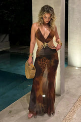 Deep V Neck Side Slit Bodycon Maxi Dress