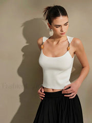 Delicate Strap Crop Knit Top Tank Tops & Camis