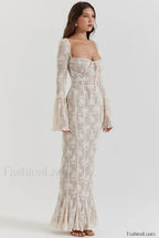 Delilah Vintage Cream Charming Lace Maxi Dress