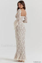 Delilah Vintage Cream Charming Lace Maxi Dress