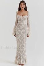 Delilah Vintage Cream Charming Lace Maxi Dress