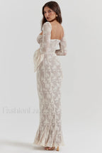 Delilah Vintage Cream Charming Lace Maxi Dress