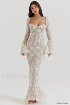 Delilah Vintage Cream Charming Lace Maxi Dress XS / Cream