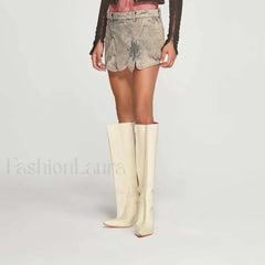 Denim Irregular Slit Vintage Skirt