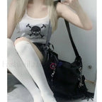 Designer Luxury Chain Y2K Goth Techwear Gothic Crossbody Sling Shoulder Bag Black