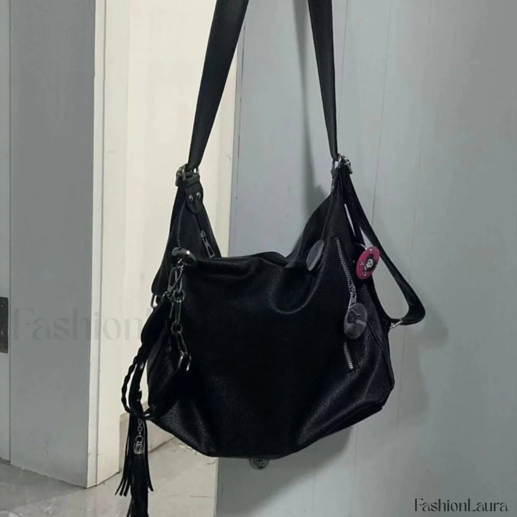 Designer Luxury Chain Y2K Goth Techwear Gothic Crossbody Sling Shoulder Bag Black