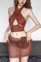 Devana Halter Top Charming + Skirt Set S / Coral