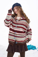 Rainbow Stripe Toggle Hooded Sweater