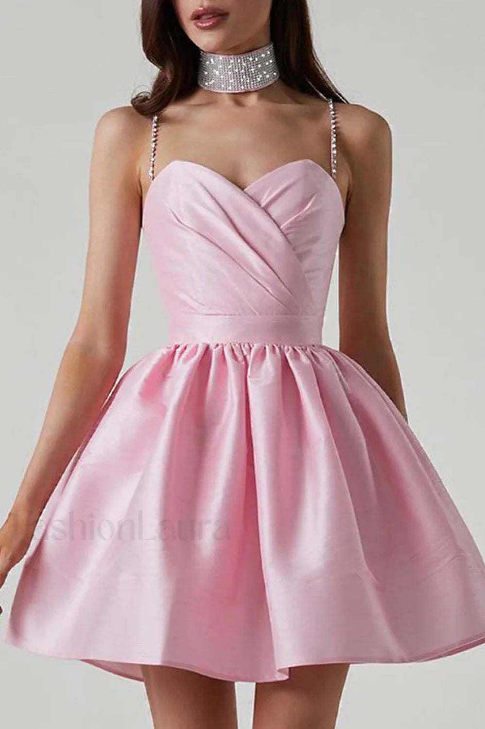 Diamond Elegant Suspender Dress S / Blush