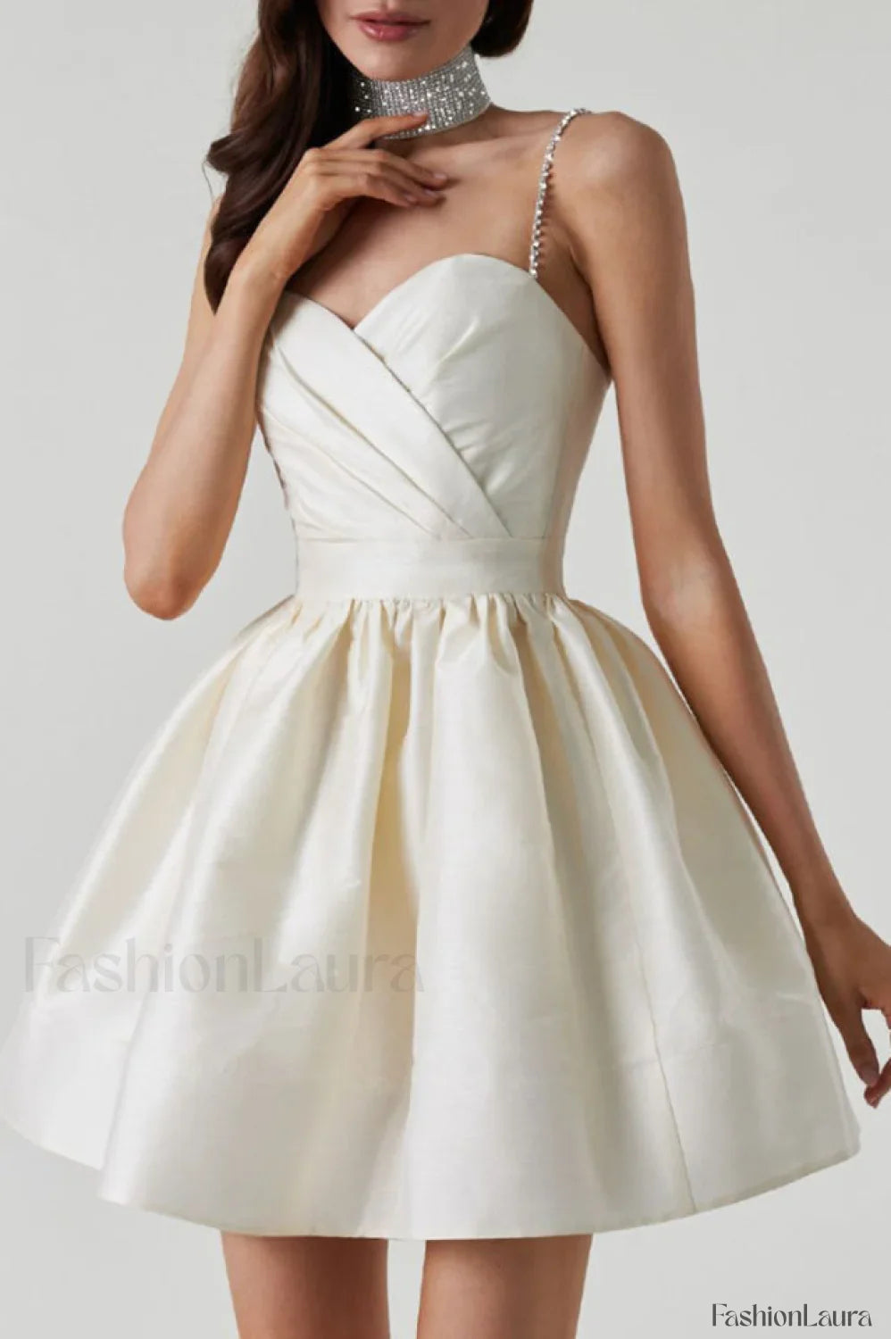 Diamond Elegant Suspender Dress S / Ivory