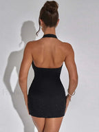 Diamond V Neck Strapless Mini Dress