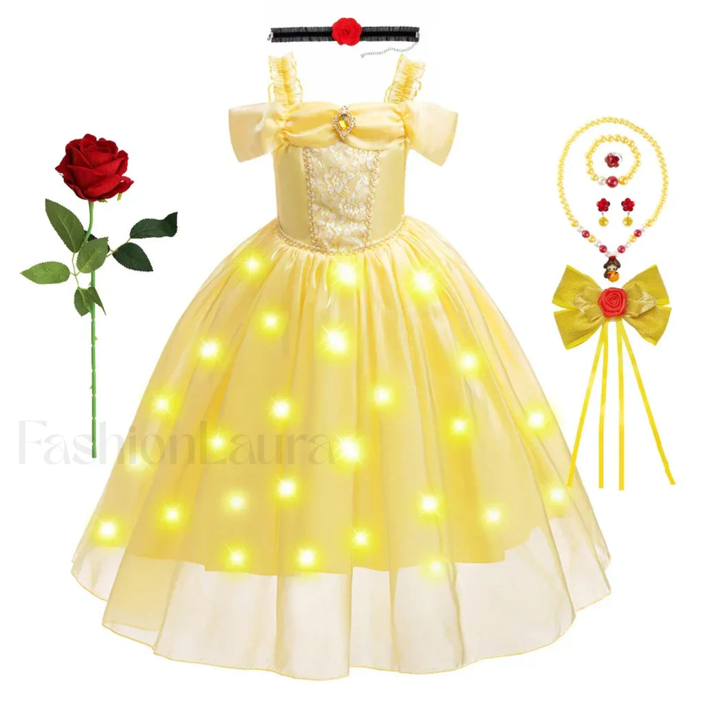 Disney Belle Princess Beauty Beast Cosplay Party Magic Stick Kid Costume 3T (Tag 110) / Belle Dress 05