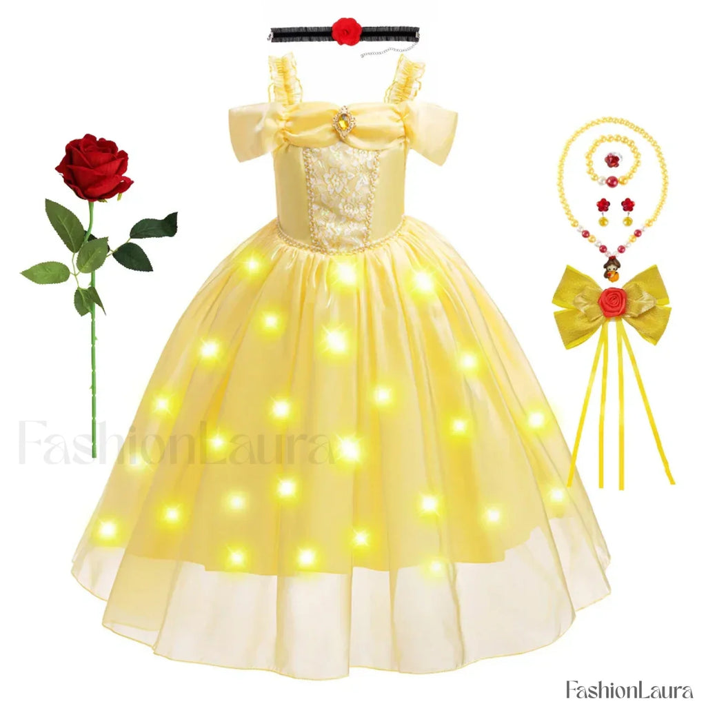 Disney Belle Princess Beauty Beast Cosplay Party Magic Stick Kid Costume 3T (Tag 110) / Belle Dress 05