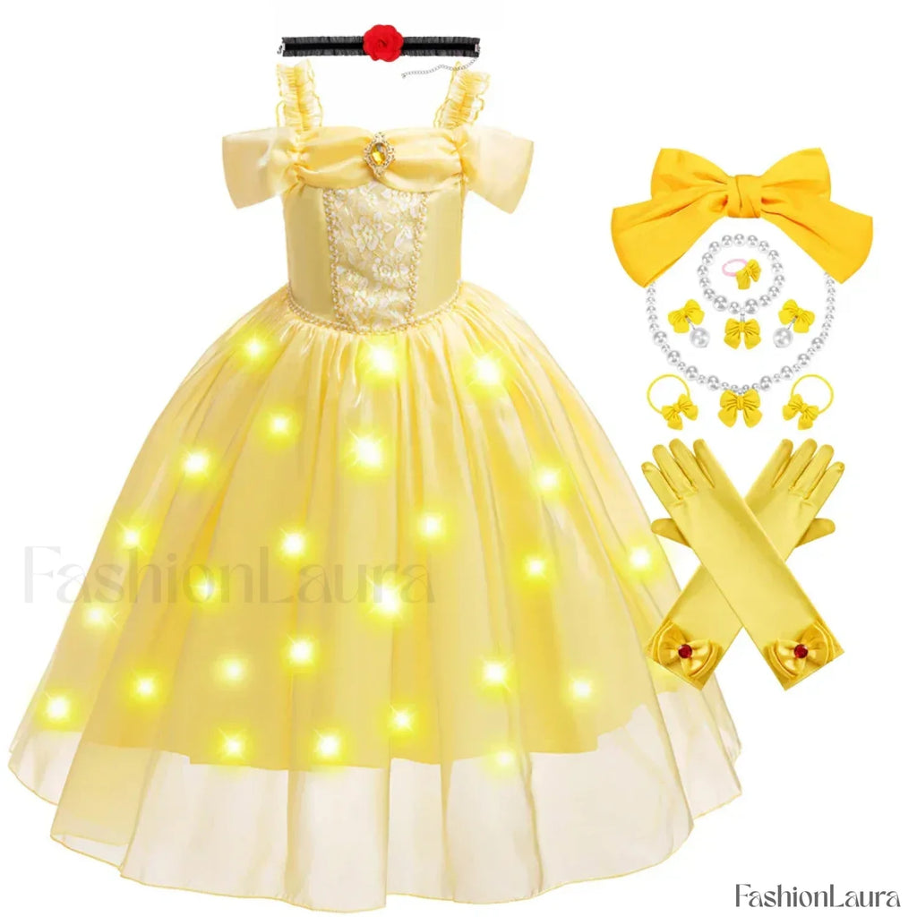 Disney Belle Princess Beauty Beast Cosplay Party Magic Stick Kid Costume 3T (Tag 110) / Belle Dress 06