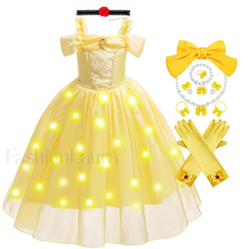 Disney Belle Princess Beauty Beast Cosplay Party Magic Stick Kid Costume 3T (Tag 110) / Belle Dress 06