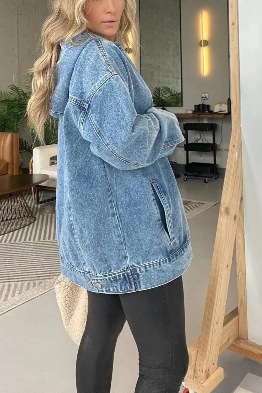 Distressed Washed Denim Hoodie