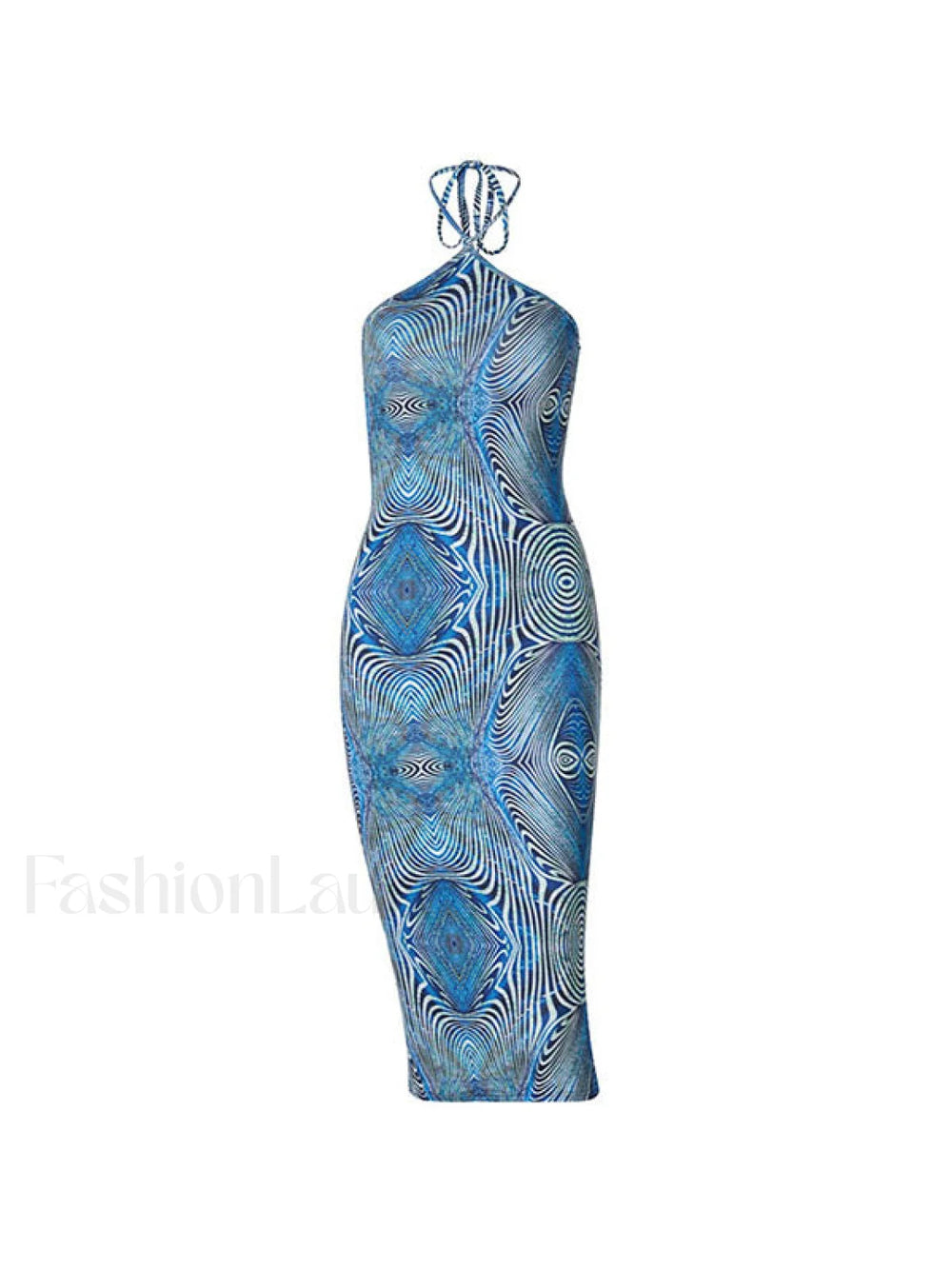 Dizzy Print Halter Bodycon Midi Dress Midi Dresses