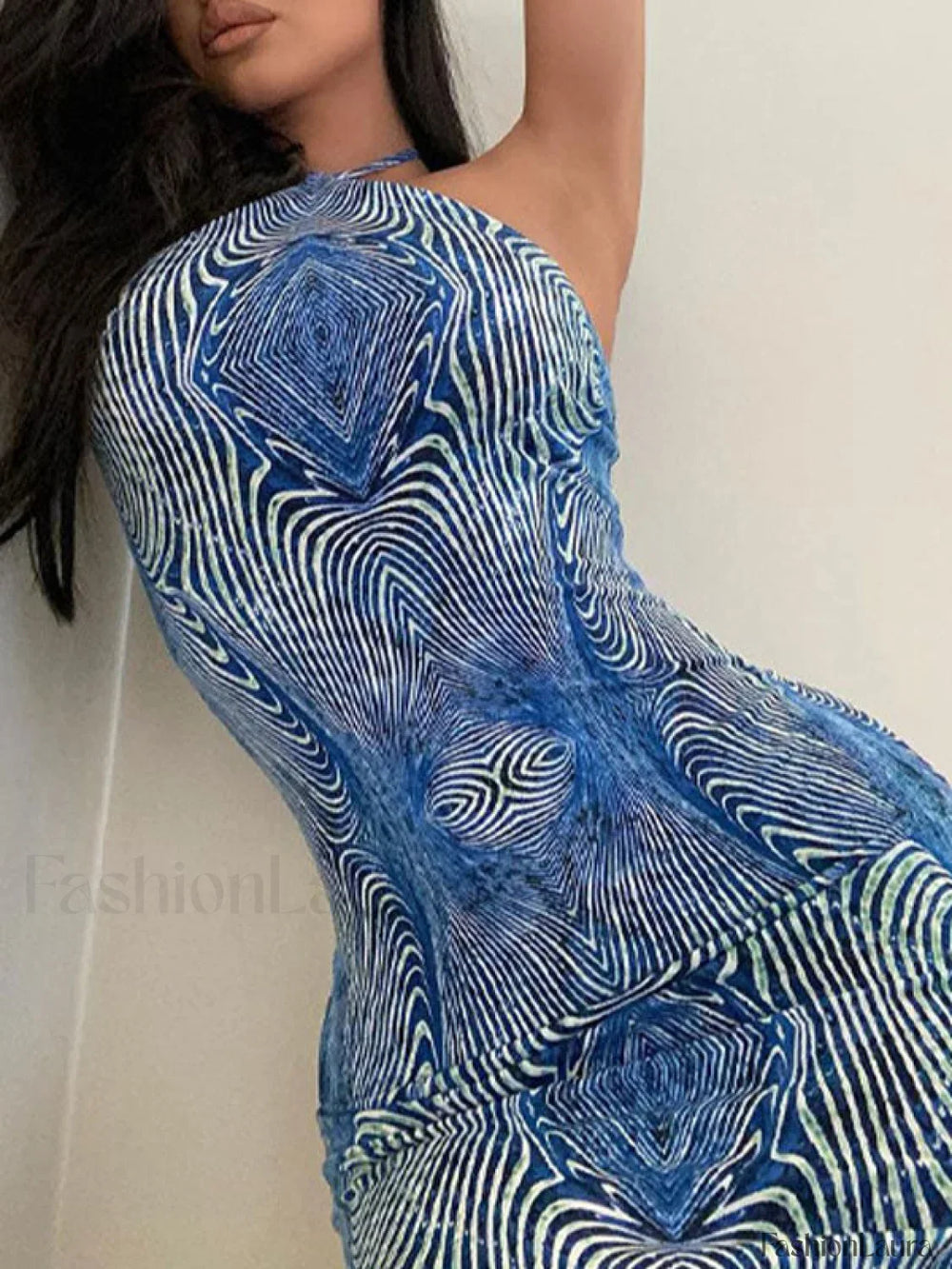 Dizzy Print Halter Bodycon Midi Dress Midi Dresses