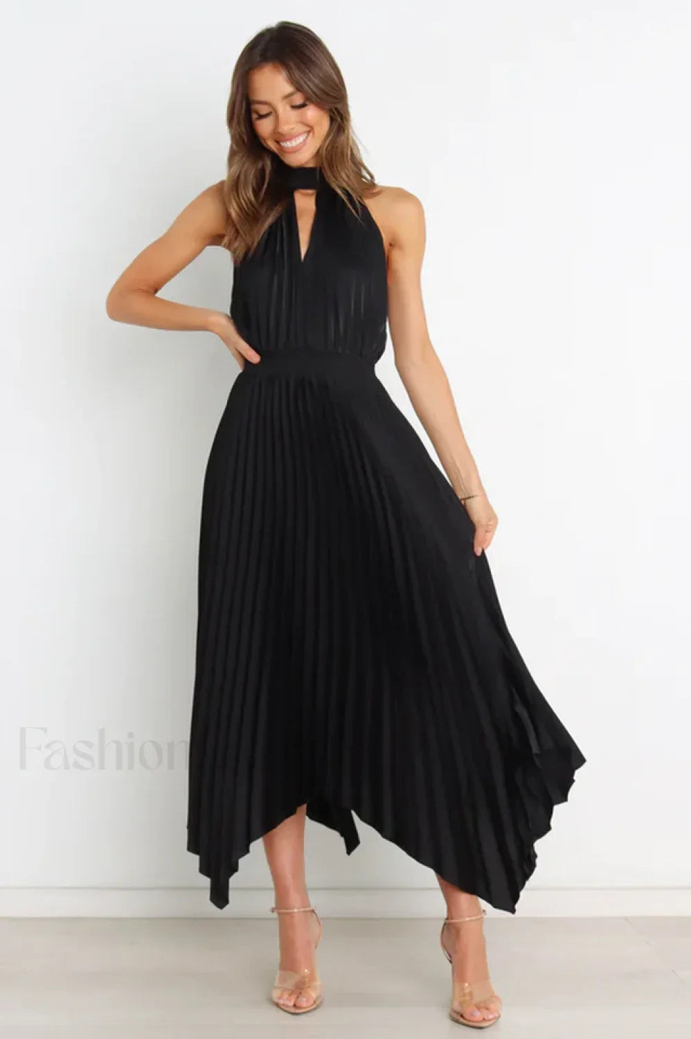 Dominique Elegant Midi Dress S / Black