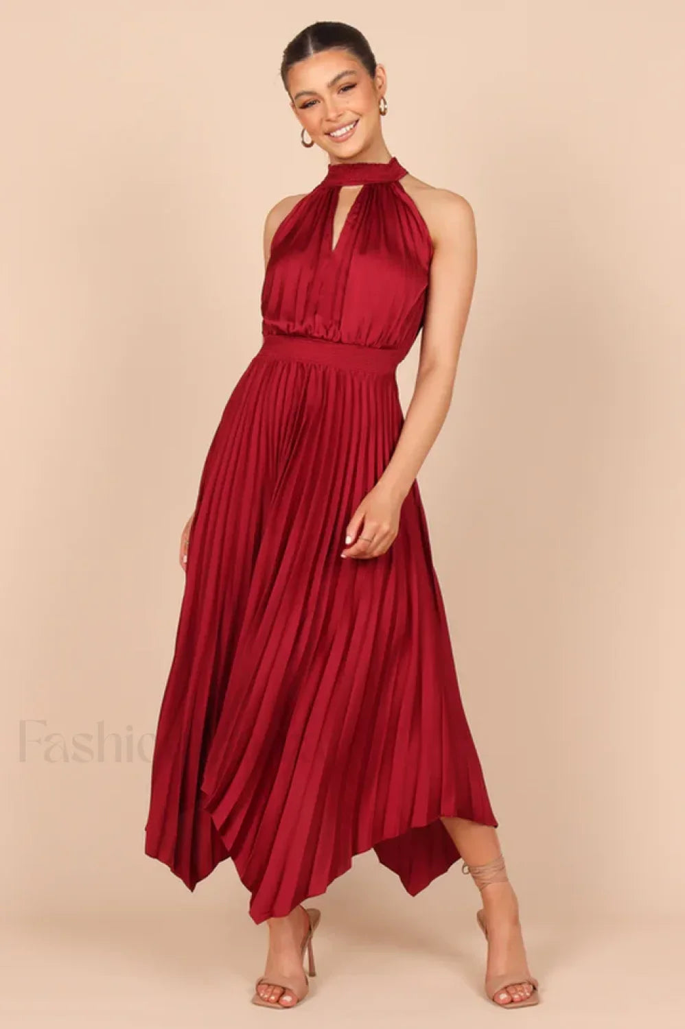 Dominique Elegant Midi Dress S / Wine