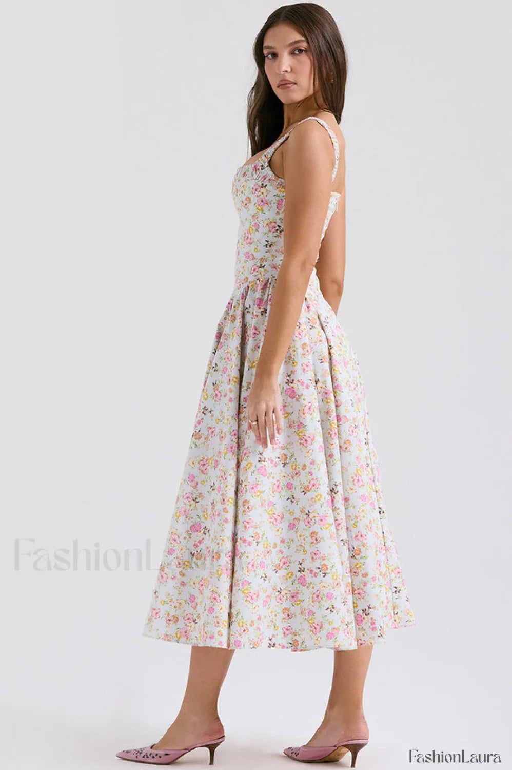 Dorothy White Stylish Rosebud Print Sundress