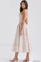 Dorothy White Stylish Rosebud Print Sundress