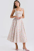 Dorothy White Stylish Rosebud Print Sundress