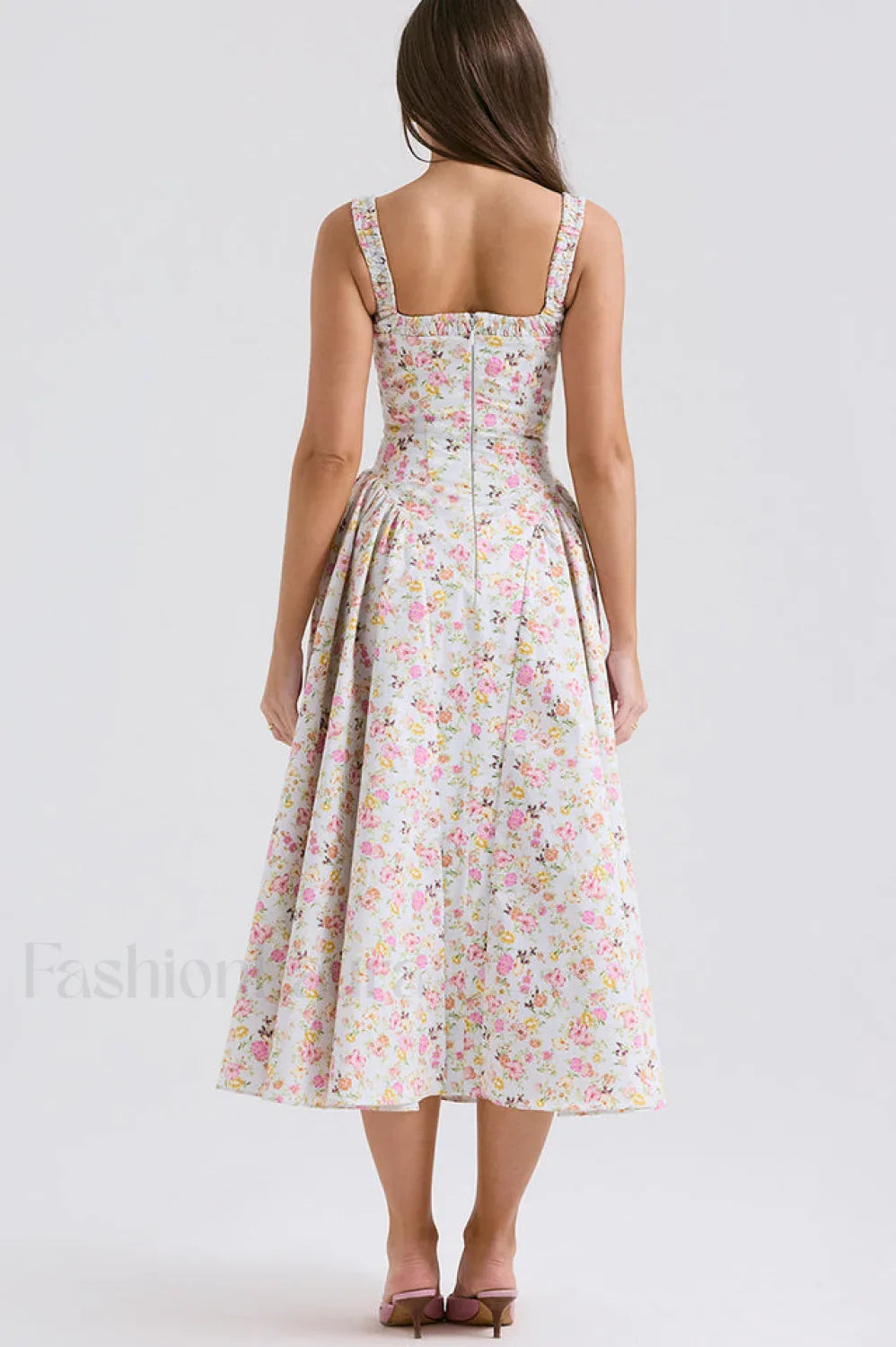 Dorothy White Stylish Rosebud Print Sundress