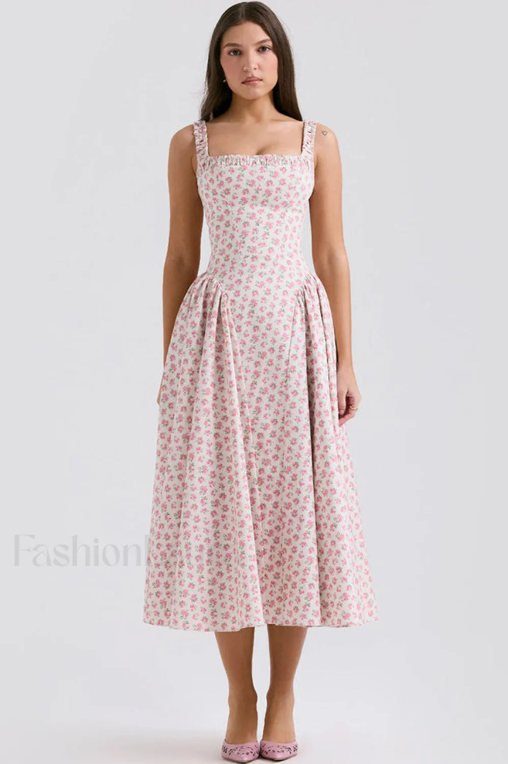 Dorothy White Stylish Rosebud Print Sundress