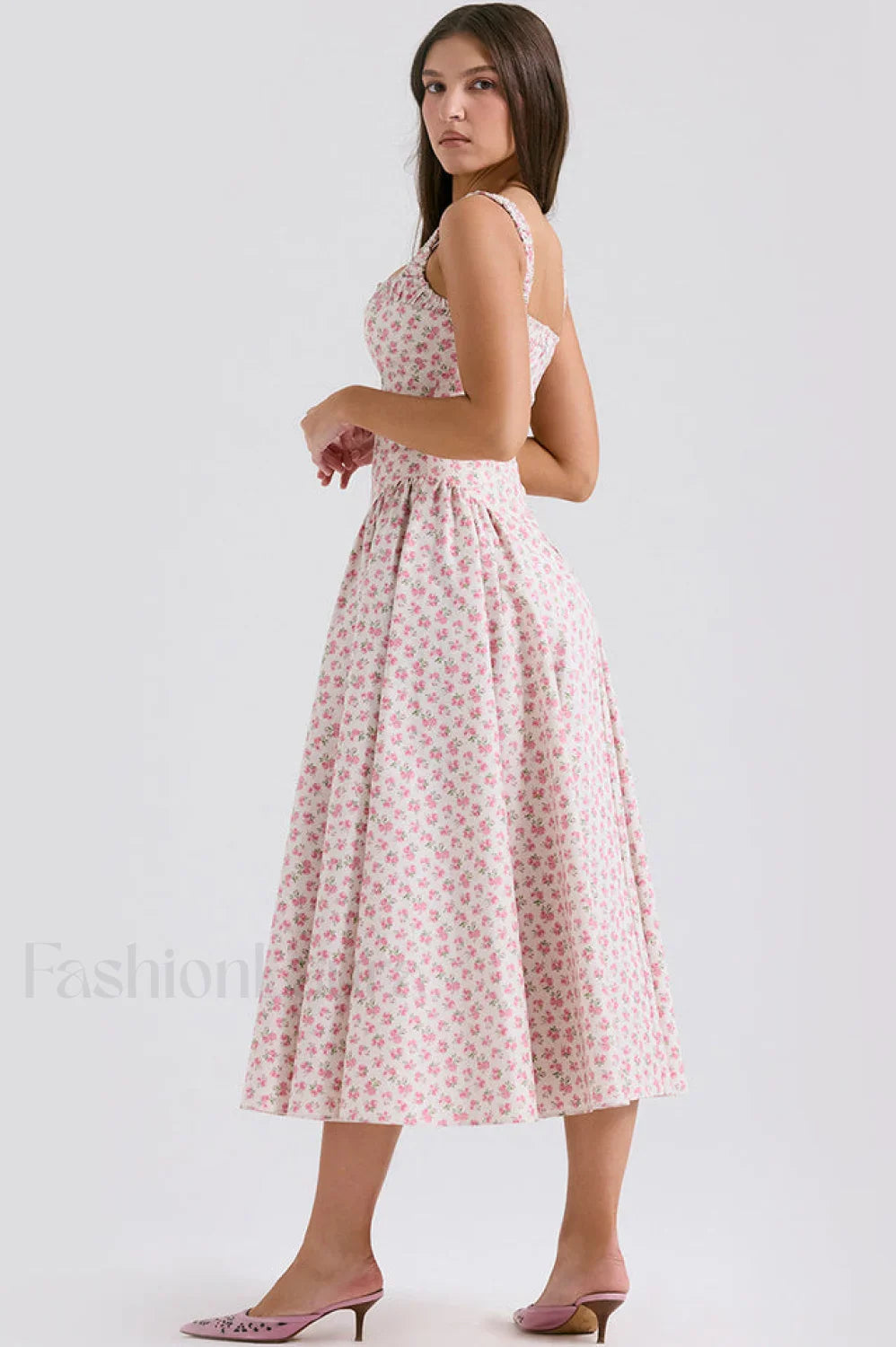 Dorothy White Stylish Rosebud Print Sundress