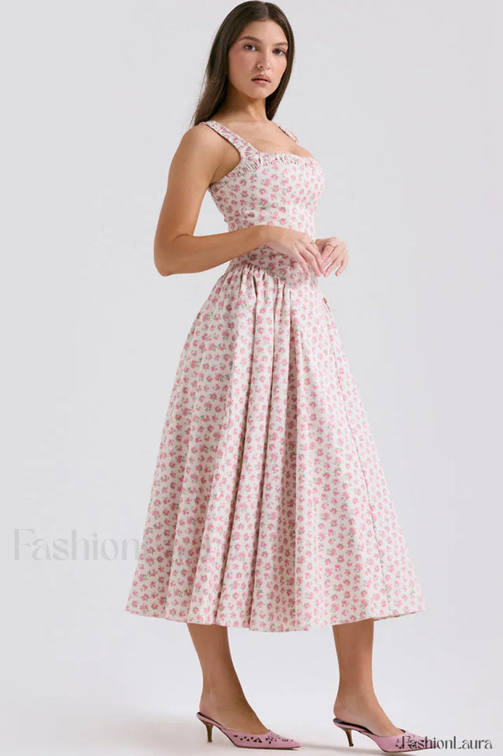 Dorothy White Stylish Rosebud Print Sundress