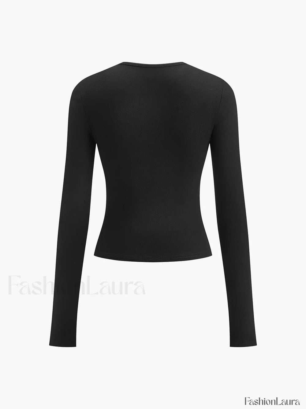 Double Keyholes Long Sleeve Top T Shirts