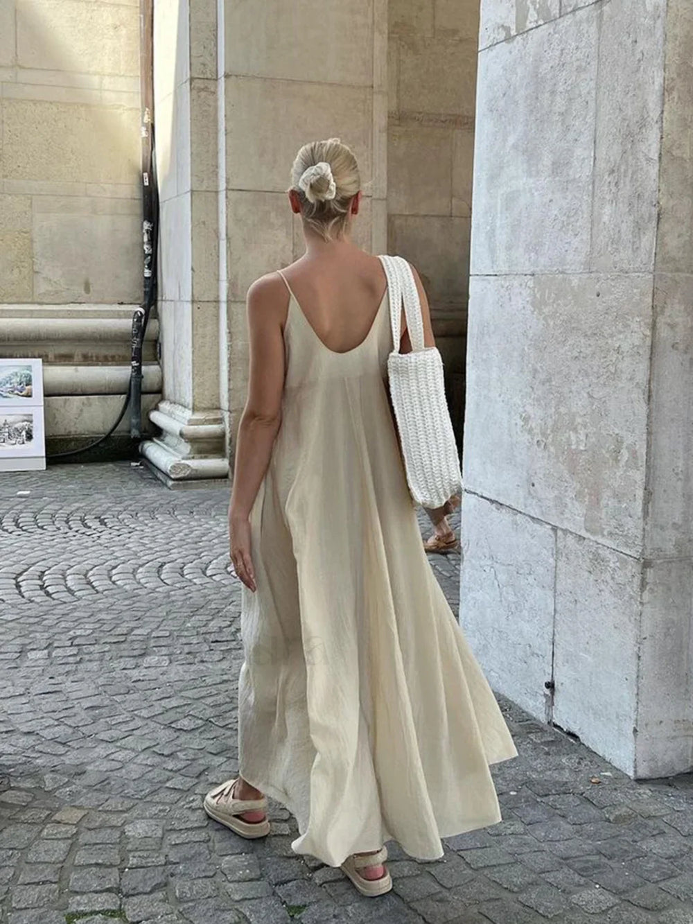 Double Layers V neck Long Dress Dresses