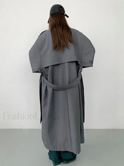 Double Pockets Graceful Longline Trench Coat Trench Coats