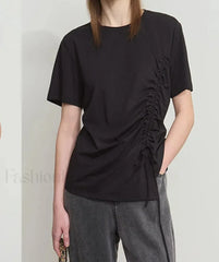 Drawstring Casual Fit T Shirt Black / S