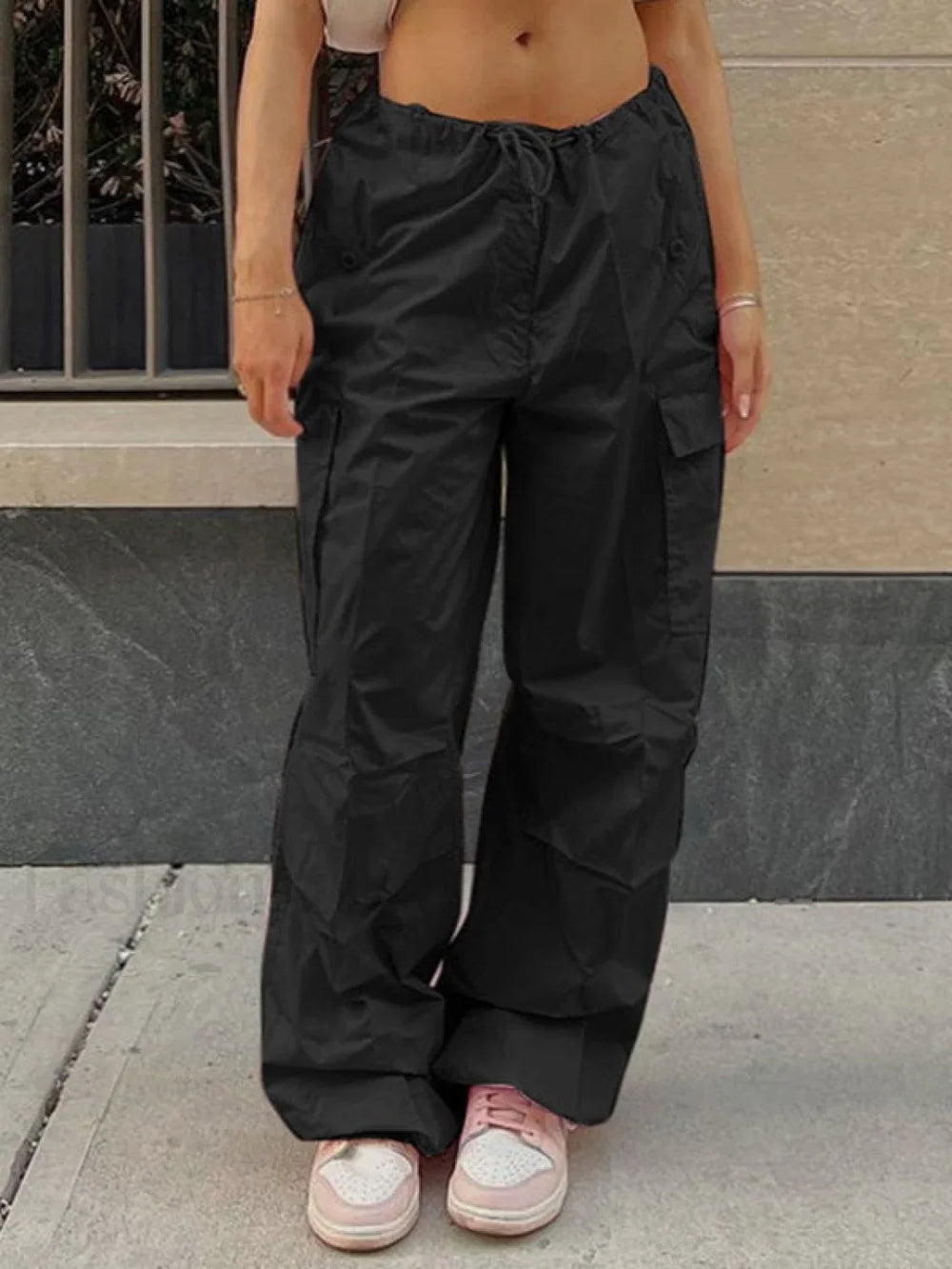 Drawstring Y2K Baggy Cargo Pants Black / XS Cargo Pants